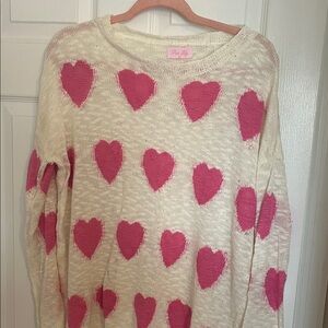 Pink Lily Heart Pattern Sweater